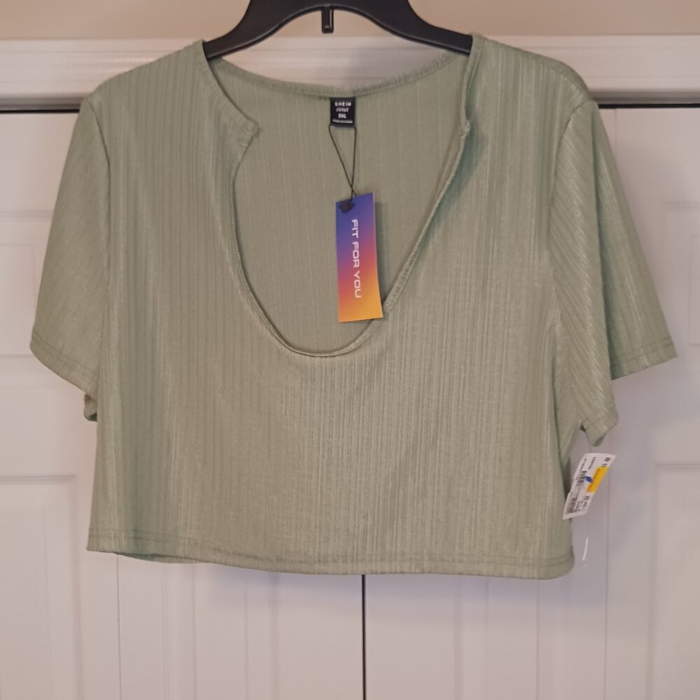 #167 3/$18 - Shein Green Crop Top Size 3XL